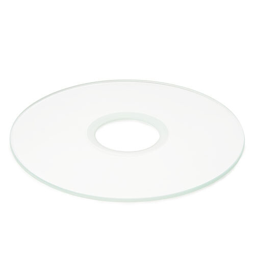 Transparant glas met opening voor tafel van Oxion Inverso omkeermicroscopen