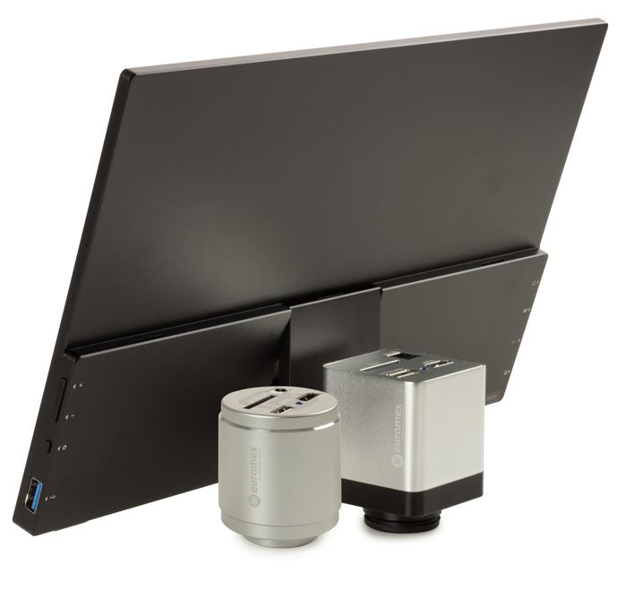 HD-Mini kleurencamera VC.3024‑HDS met 1/2,8 sensor, 2 MP camera en 12 bits kleuren. Met monitor