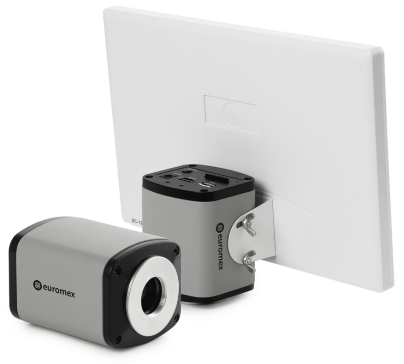 HD-Lite kleurencamera VC.3031‑HDS met 1/2.5” Aptina CMOS sensor, 5 MP camera en 24 bits kleuren. Met monitor