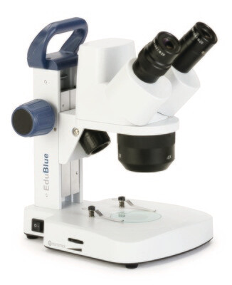 EduBlue ED.1805‑S Stereomicroscoop Bioculair met 1x/2x/4x objectieven, digitale kop en Tandheugelstatief