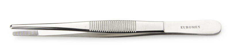 Anatomisch pincet 130 mm. Met stompte punten. RVS