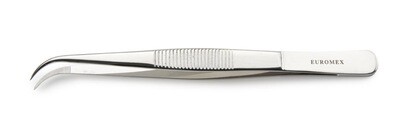 Anatomisch pincet 130 mm. met fijne gebogen spitse punten. RVS