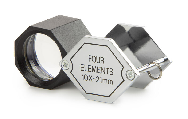Inslagloep. Vergroting : 10x. Met Achromatisch diamant lens Ø 21 mm. Beeldveld 25 mm