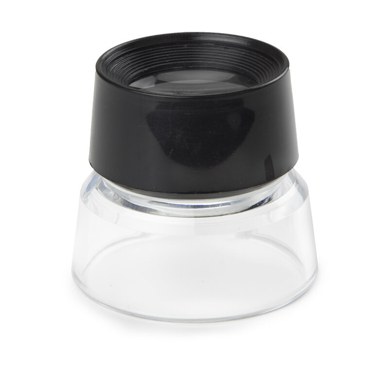 Tafelloep Vergroting 10x. Lensmateriaal : glas. Beeldveld 25 mm. Lensgrootte Ø 19 mm