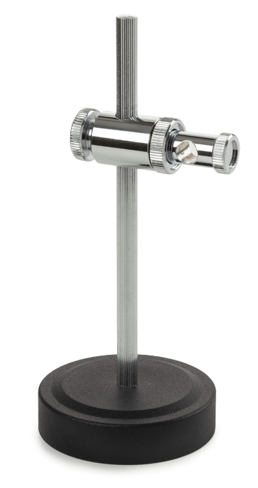 Zware standaard met verstelbare kruisklem, voet Ø 70 mm. Gewicht 450 grams