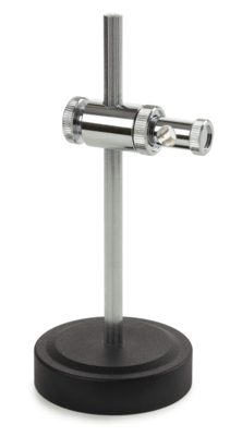 Zware standaard met verstelbare kruisklem, voet Ø 70 mm. Gewicht 450 grams