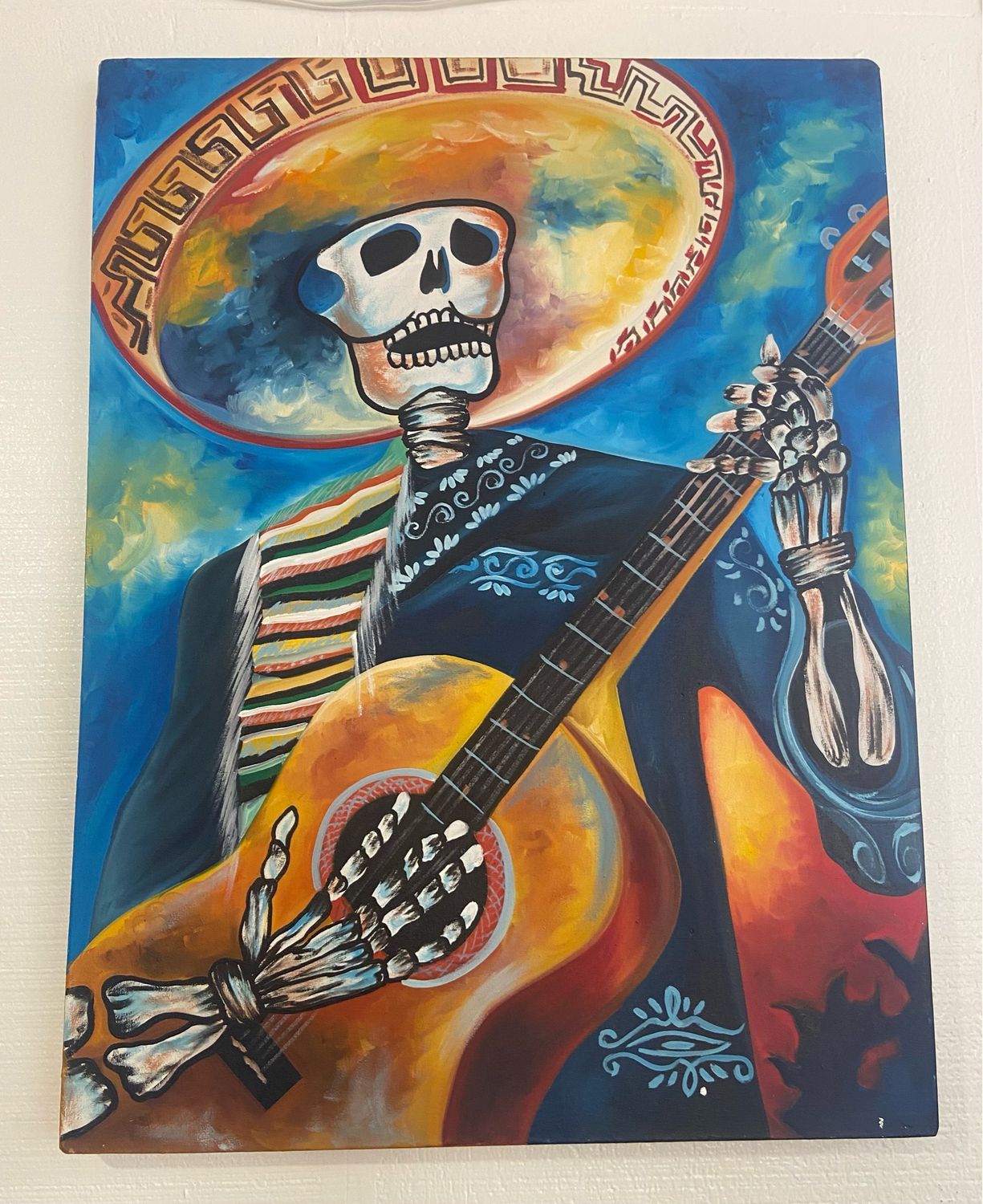 Large Canvas Catrin Playing Guitar