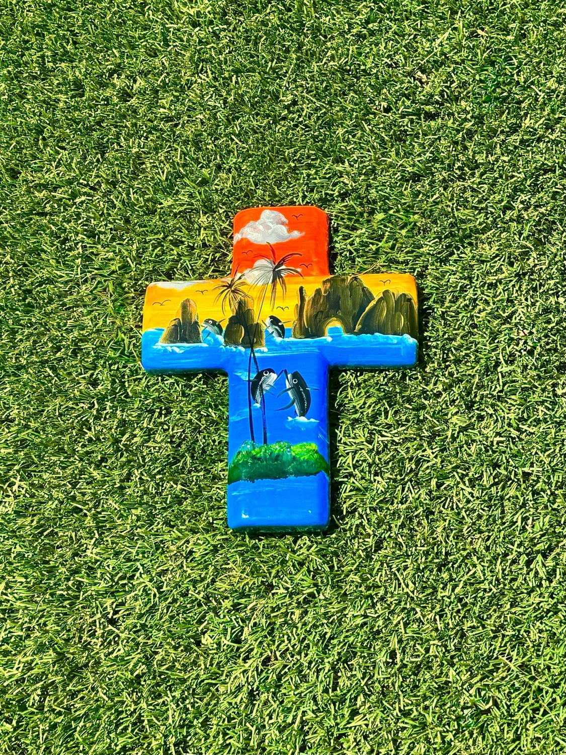 Painted Small Cross- Guatemalan Style