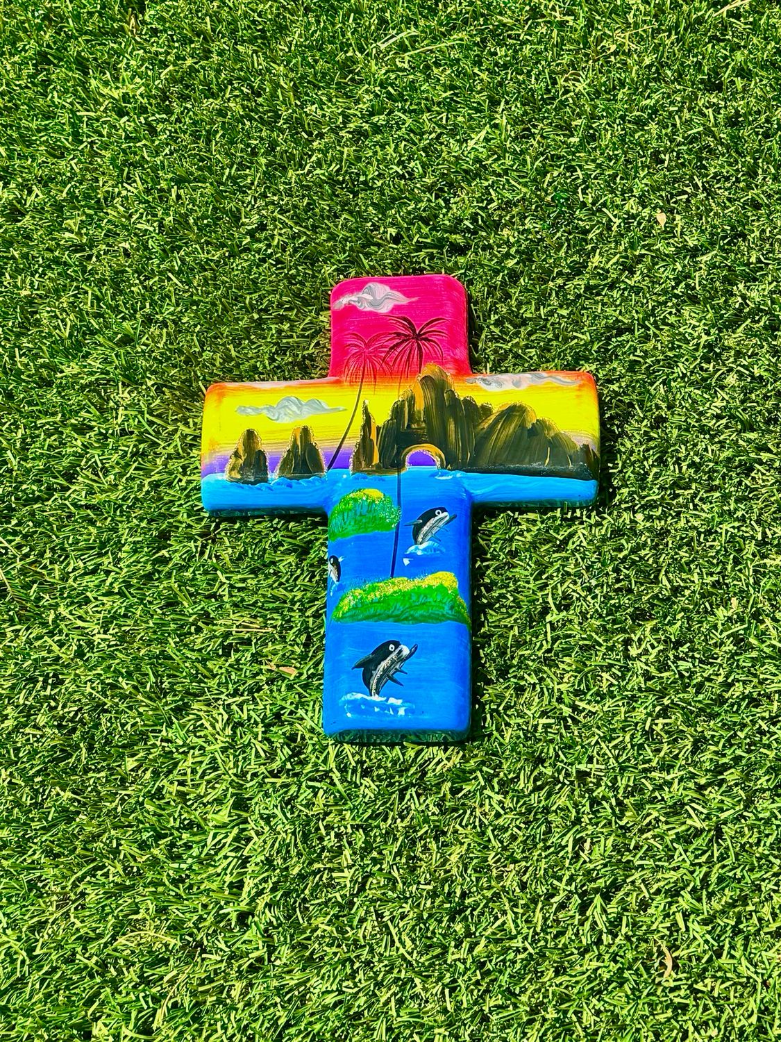 Painted Small Cross- Guatemalan Style