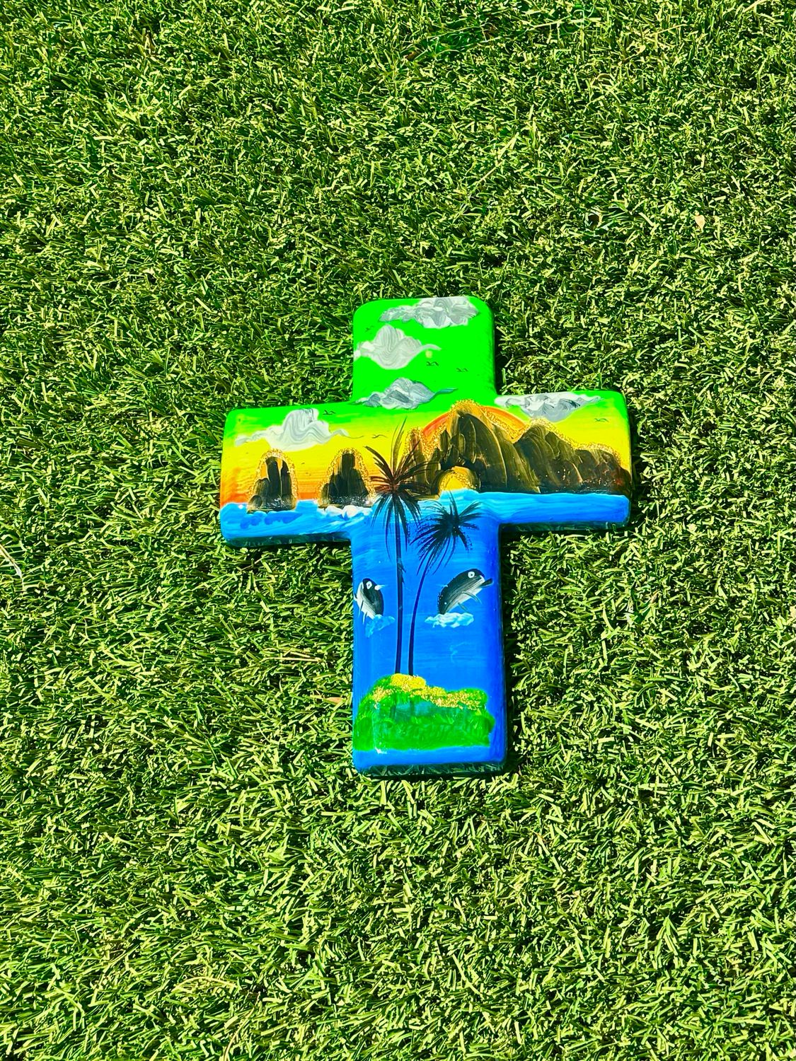 Painted Small Cross - Guatemalan Style