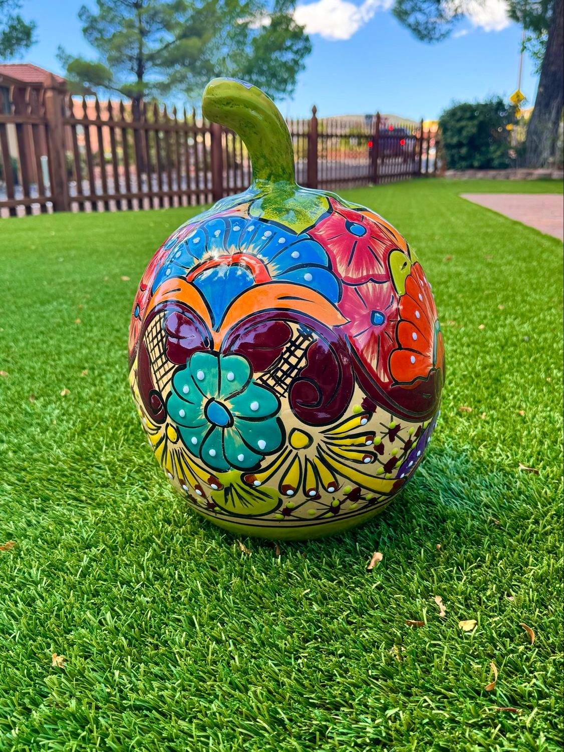 Simple Round Talavera Pumpkin