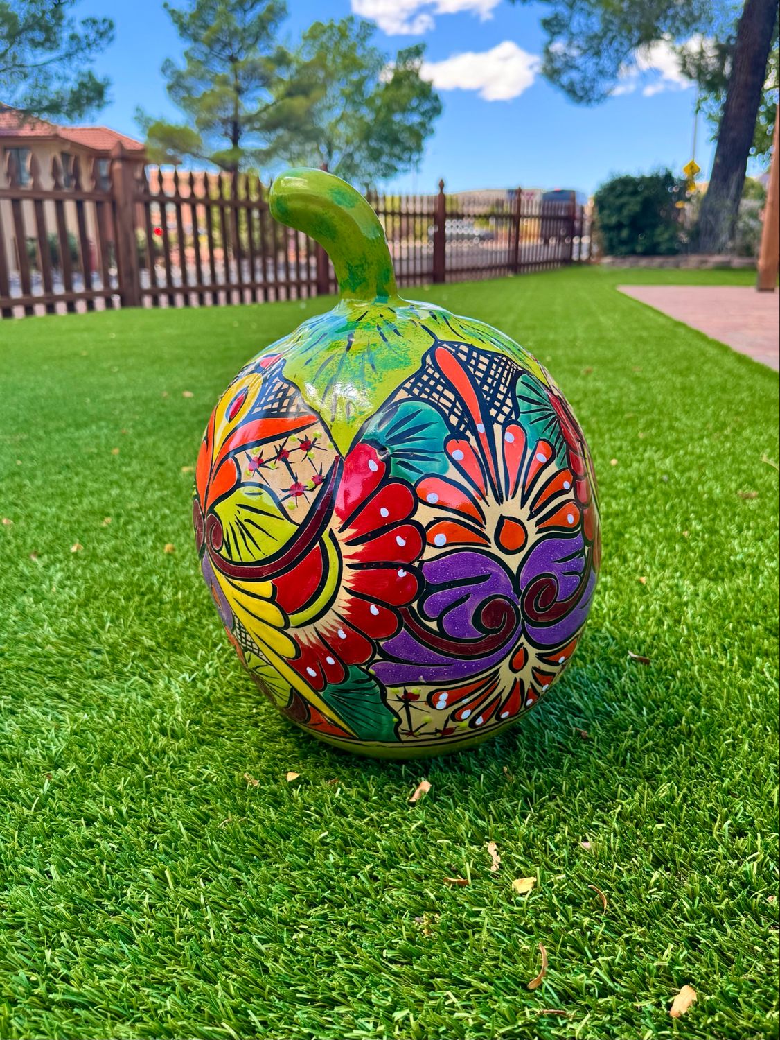 Simple Round Talavera Pumpkin