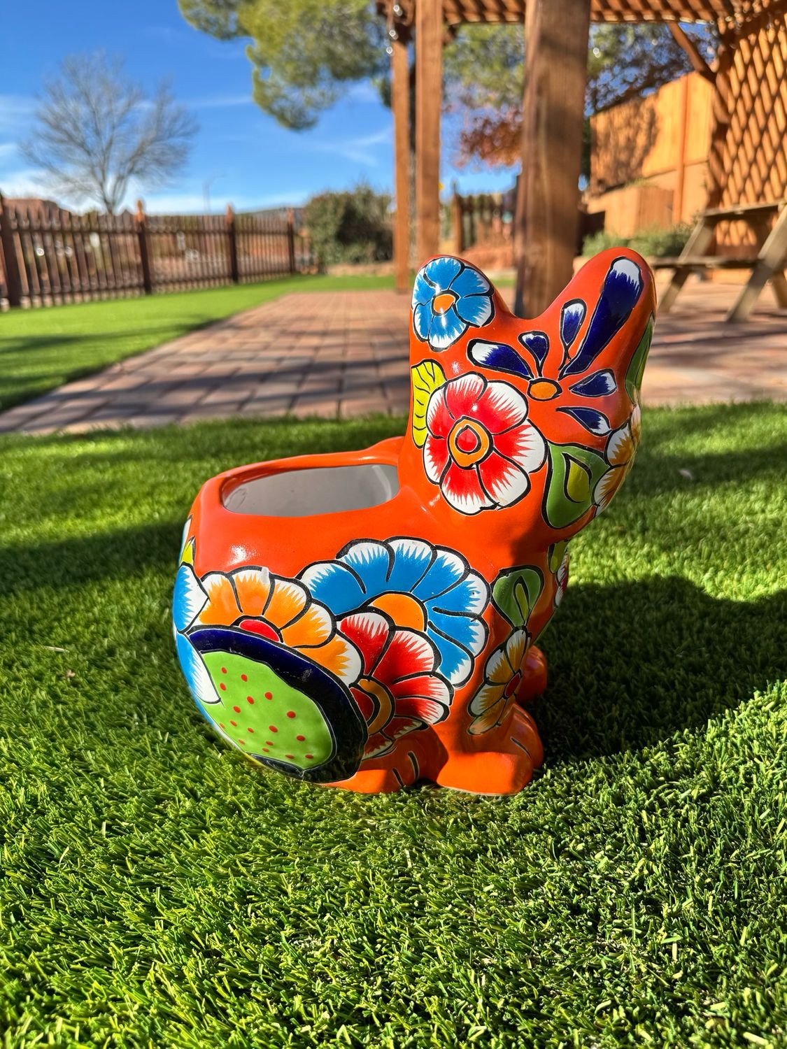 Talavera Cat Planter-Orange 