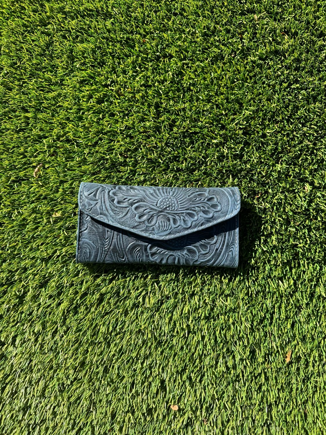 Large Leather Wallet - Blue