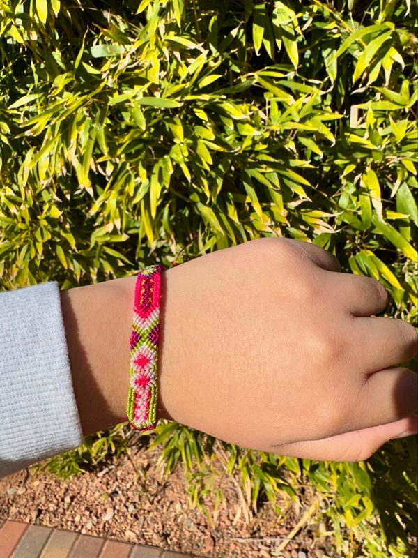 Yarn Bracelet Pink/Green