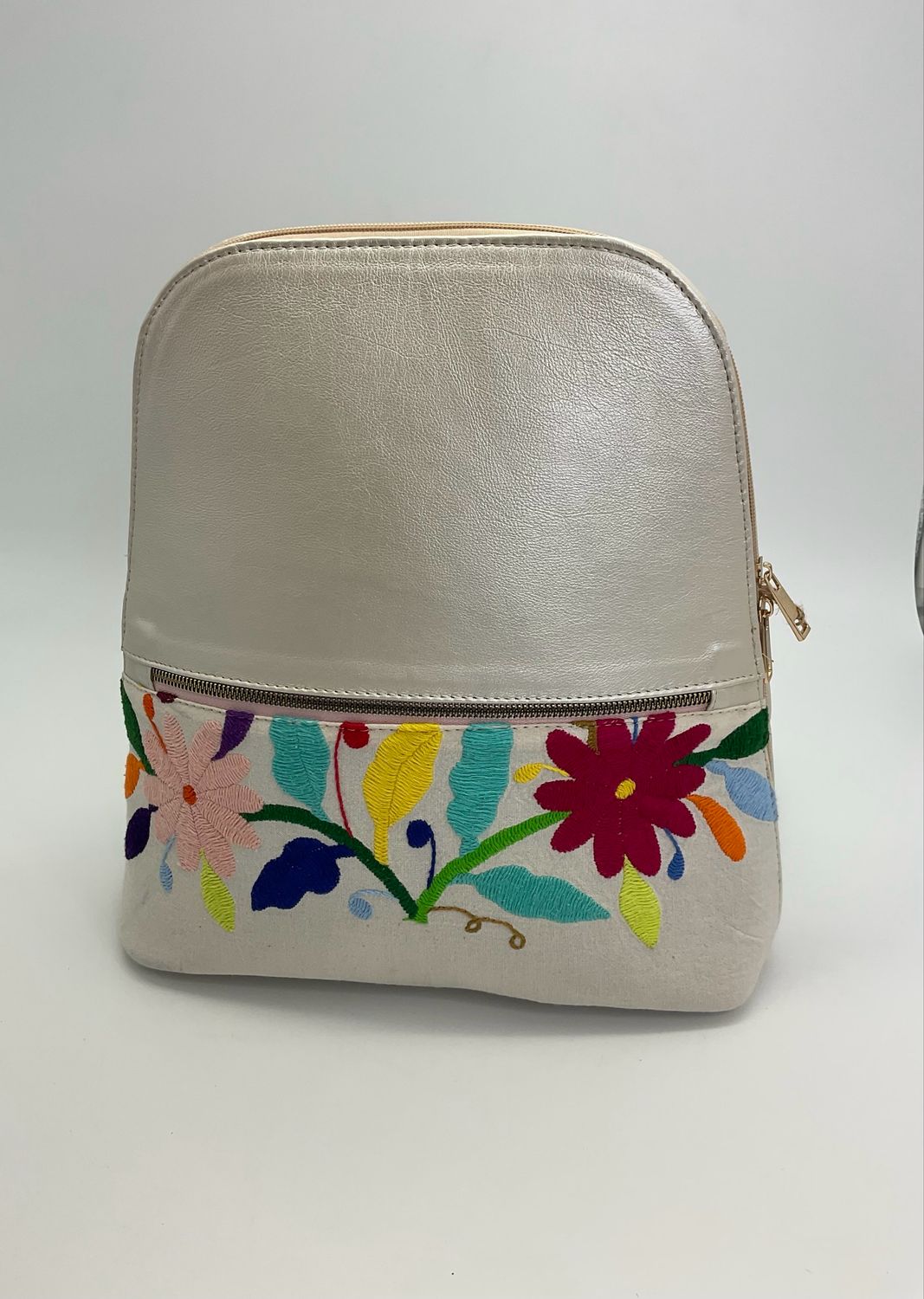White Floral Backpack