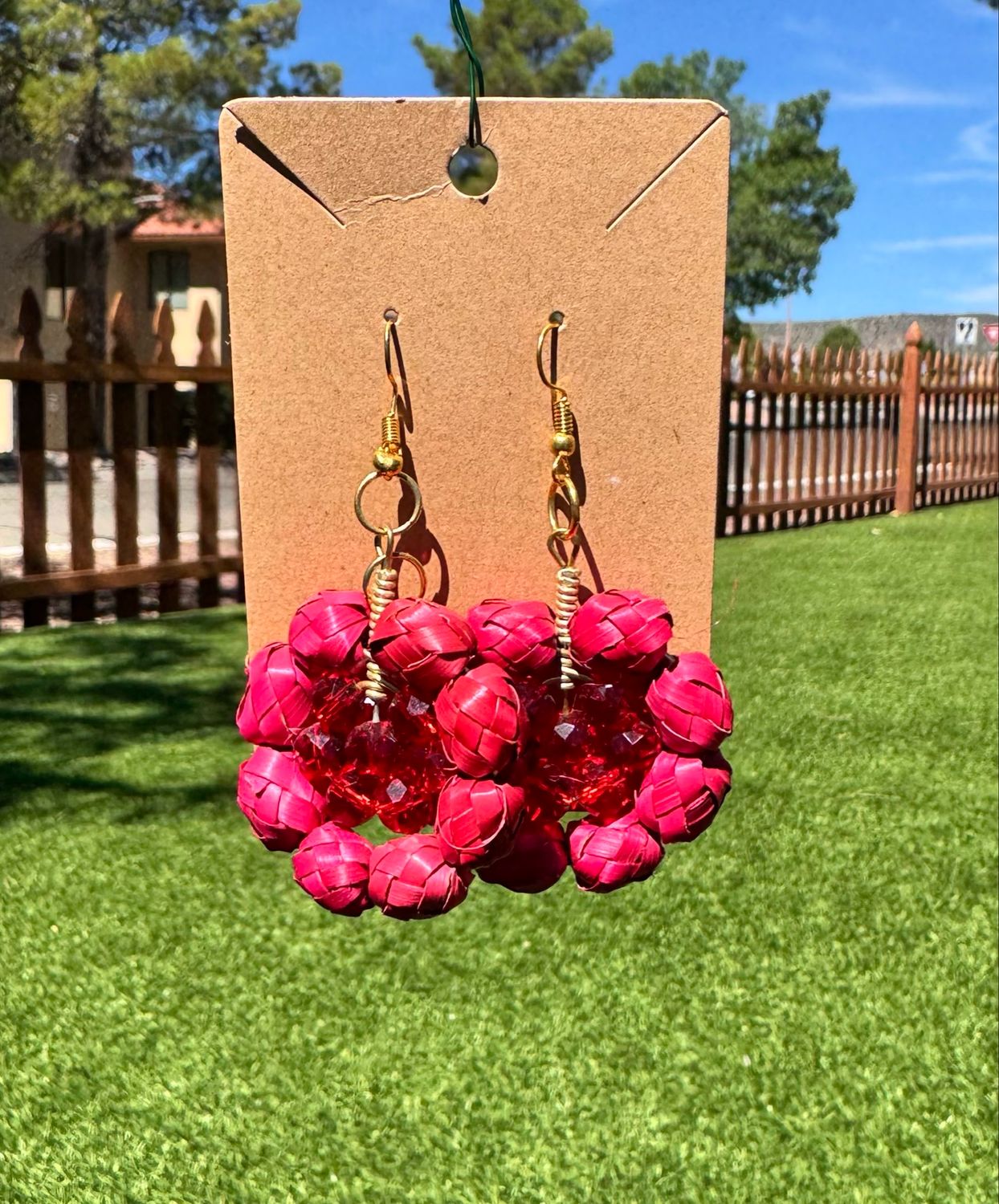 Small Pink Flower Shaped Earring Pair