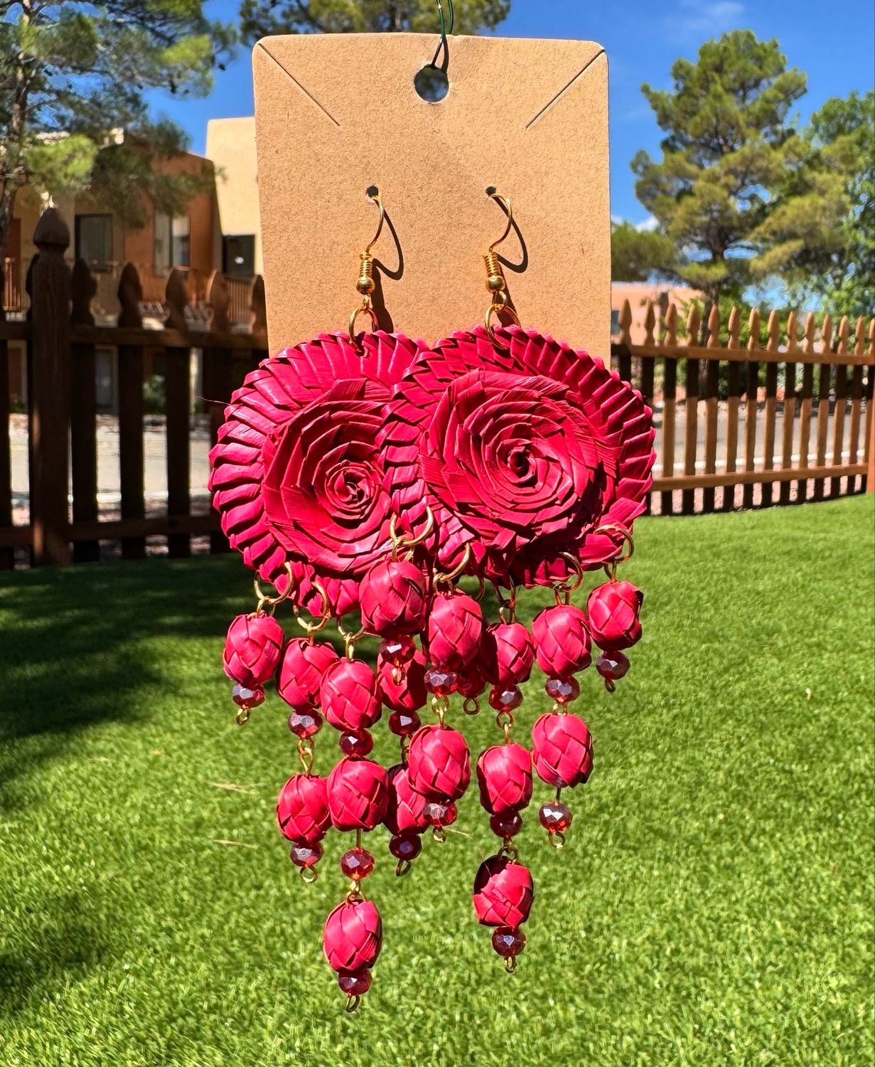 Large Round W/pink Earring Pair