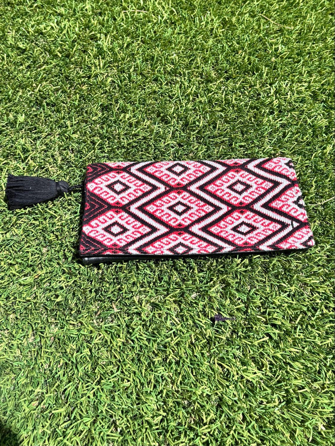 Red Synthetic Embroidered Long Wallet