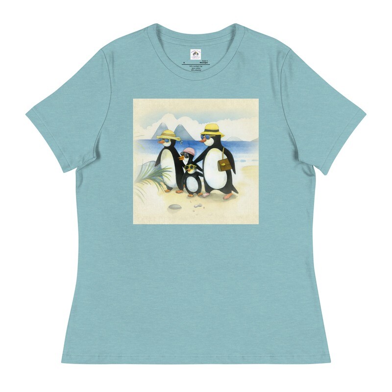 &quot;Beach Penguins&quot; Women&#39;s Relaxed T-Shirt | Bella + Canvas 6400