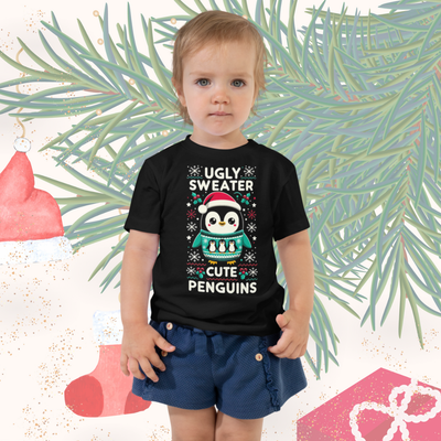 Ugly Sweater, Cute Penguins Toddler Short Sleeve Tee