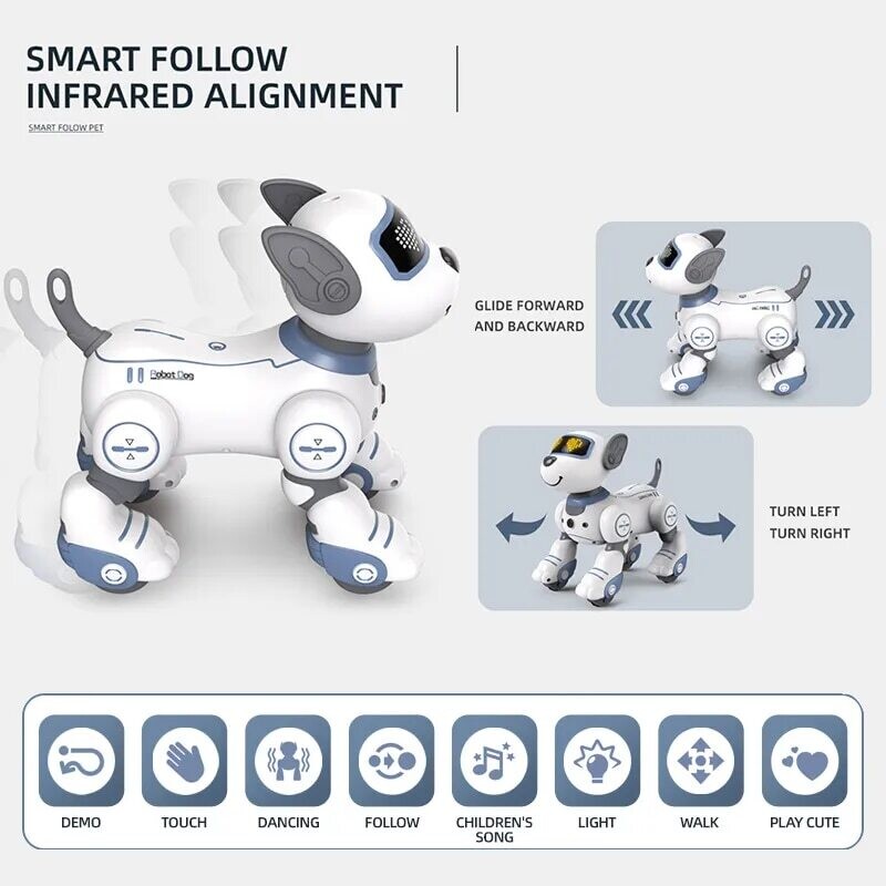 Funny RC Robot Electronic Dog Stunt Dog Voice Command Programmable Touch-sense Music Song Robot Dog for Children&amp;#039;s Toys