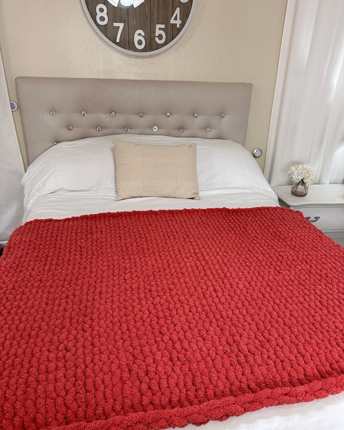 Cozy Throw Blanket- Terracotta- Chunky Yarn -Standard Size