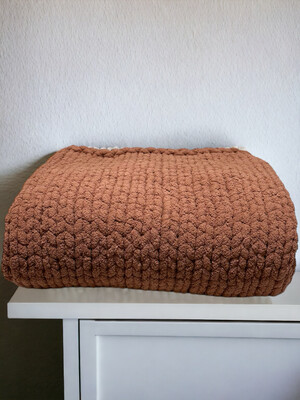 Handmade Cozy Throw Blanket- Caramel-Chunky Bernat Yarn