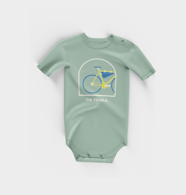 Green Baby Bodysuit Bike Illustration
