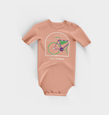 Peach Baby Bodysuit Bike Illustration