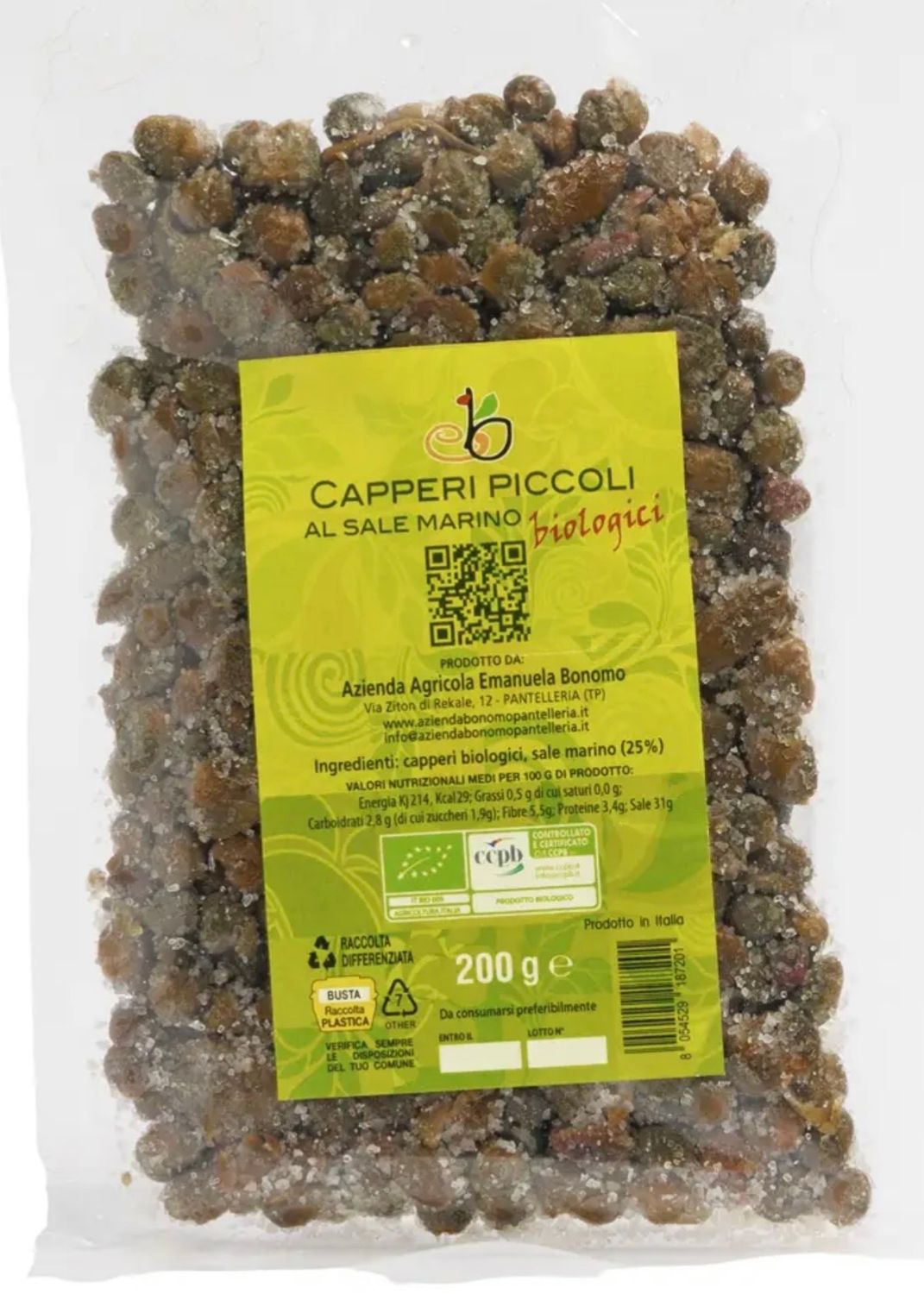 Bio-Kapern klein aus Pantelleria in Meersalz 200 g