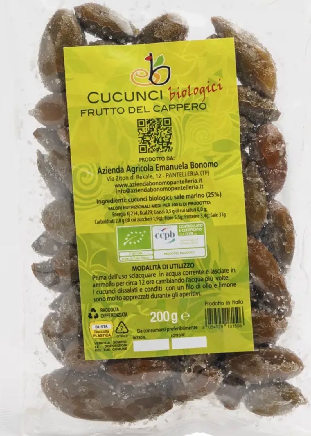 Bio-Kapernfrüchte aus Pantelleria in Meersalz 200 g Bio-Kapernfrüchte aus Pantelleria in Meersalz 200 g