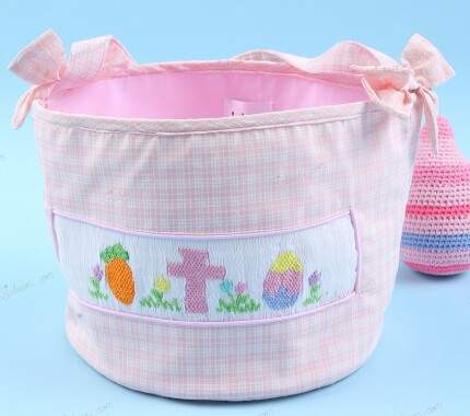 Pink Embroidered Easter Basket