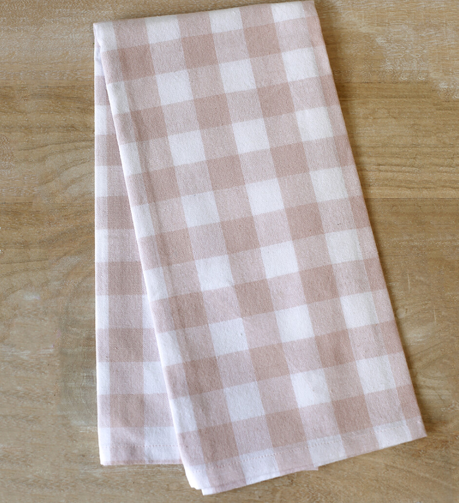 Gingham Hand Towel, color: Pink/White