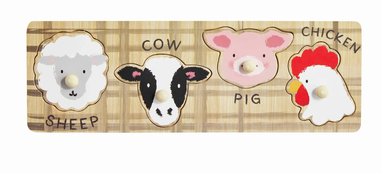 Wood Knob Puzzle, Colour: Farm