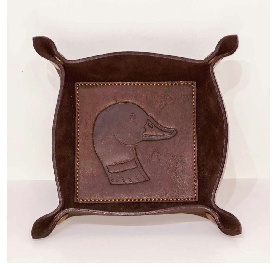 Leather Embossed Tray - Duck, color: Dark Brown