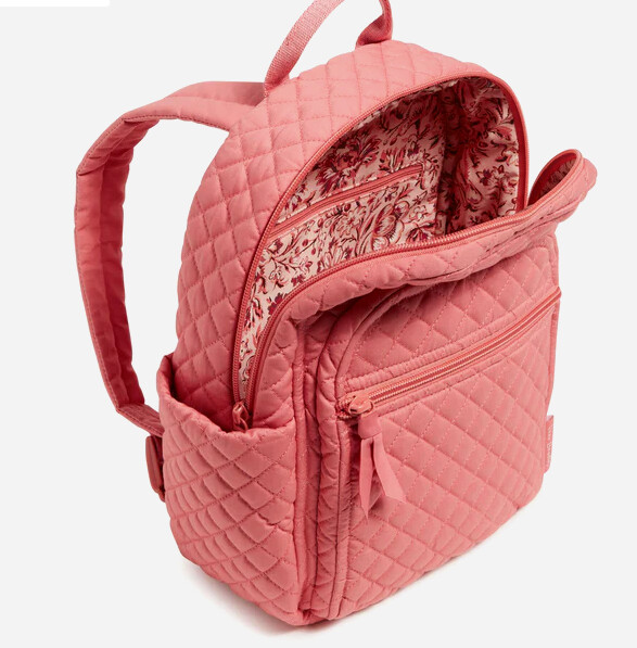 Small Backpack - Quilted Recycled Cotton, Colour: Terra Cotta Rose