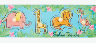 Wood Knob Puzzle - Pink Safari