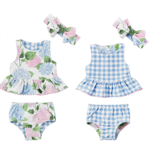 Girls Reversible Swimsuit - Hydrangea, Size: 3T