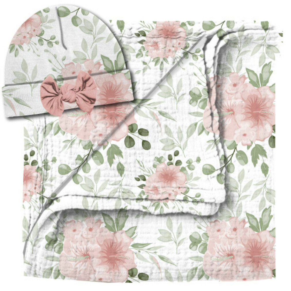 Swaddle &amp; Beanie Set - Hibiscus