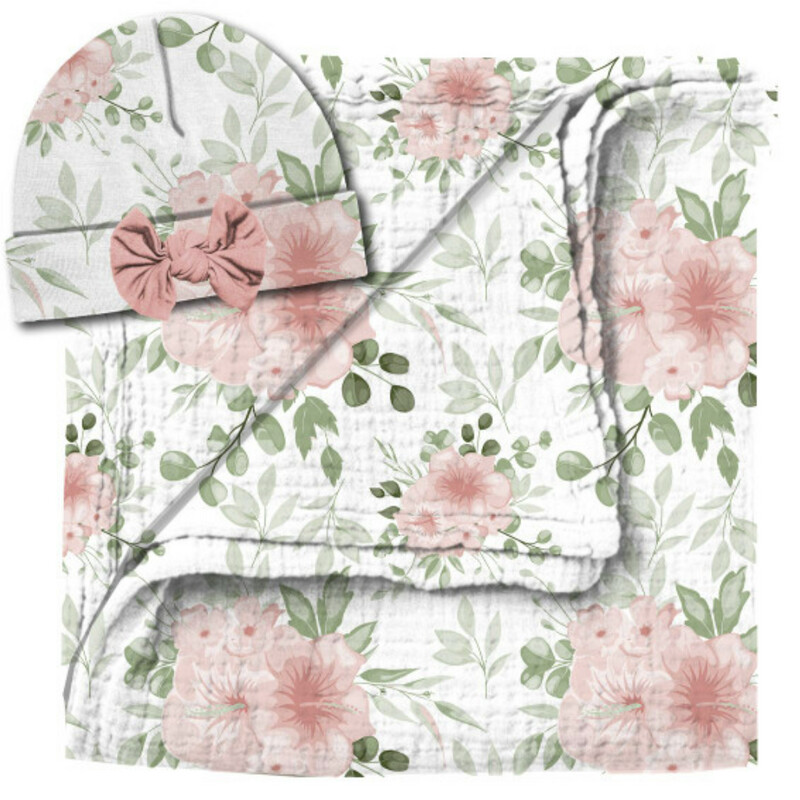 Swaddle &amp; Beanie Set - Hibiscus
