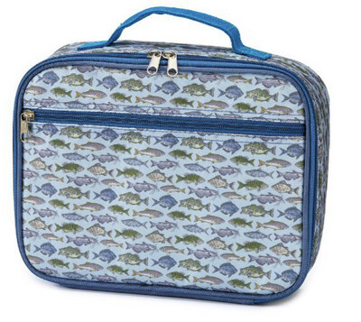 Water Resistant Canvas Lunch Box - Go Fish Blue