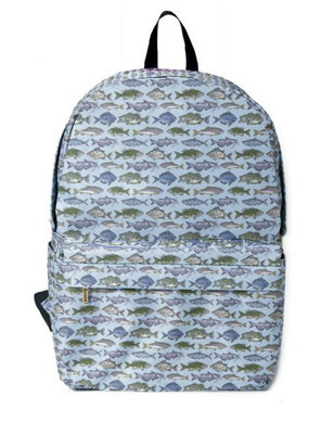 Water Resistant Canvas Backpack - Go Fish Blue