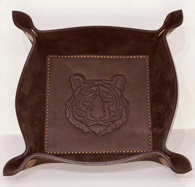Leather Embossed Tray - Pelican