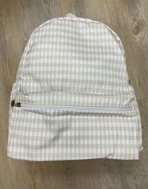 Nylon Backpack - Full Size, color: Khaki Gingham