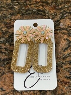 School Earrings - Sunburst Top, School: Gold