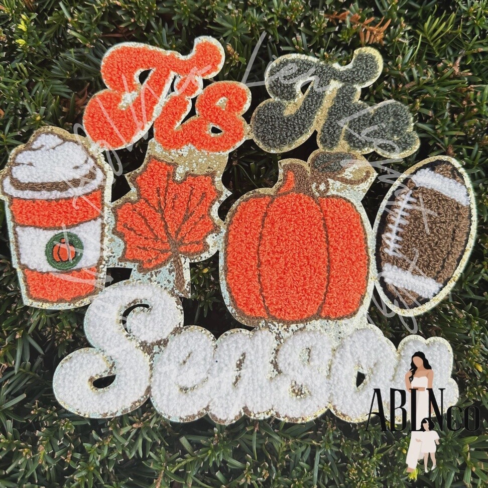 Football Pumpkin Fall Glitter Chenille Patch
