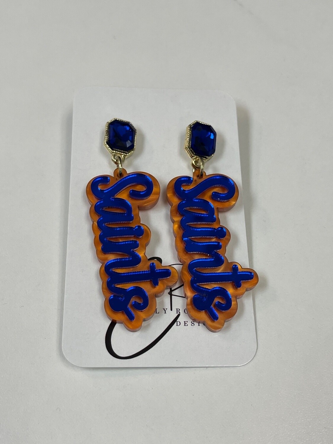 School Earrings - Jewel Top, School: Saints - Cursive