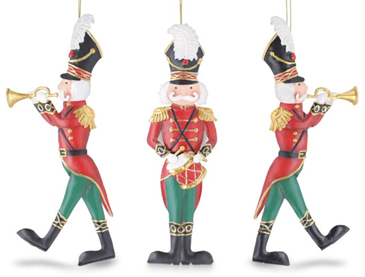 Tin Christmas Soldier Ornament, Style: Left Horn