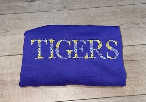 Floral - School Spirit, Style: Tigers- Sweatshirt, Size: Youth Large